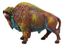 Ebros Gift Colorful Native American Bison Buffalo Figurine 9.25" Long Hand Painted Resin Sculpture Symbol of Abundance and Manifestation Animal Totem Spirit Home Accent Decor