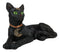 Wicca Witchcraft Green Eyed Black Cat With Crescent Moon Necklace Figurine