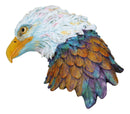 Ebros Gift Wild & Free Colorful American Bald Eagle Bust Figurine 7.5" H Multi Color Spirit Rainbow Hand Painted Faux Wood Wings of Glory Sculpture