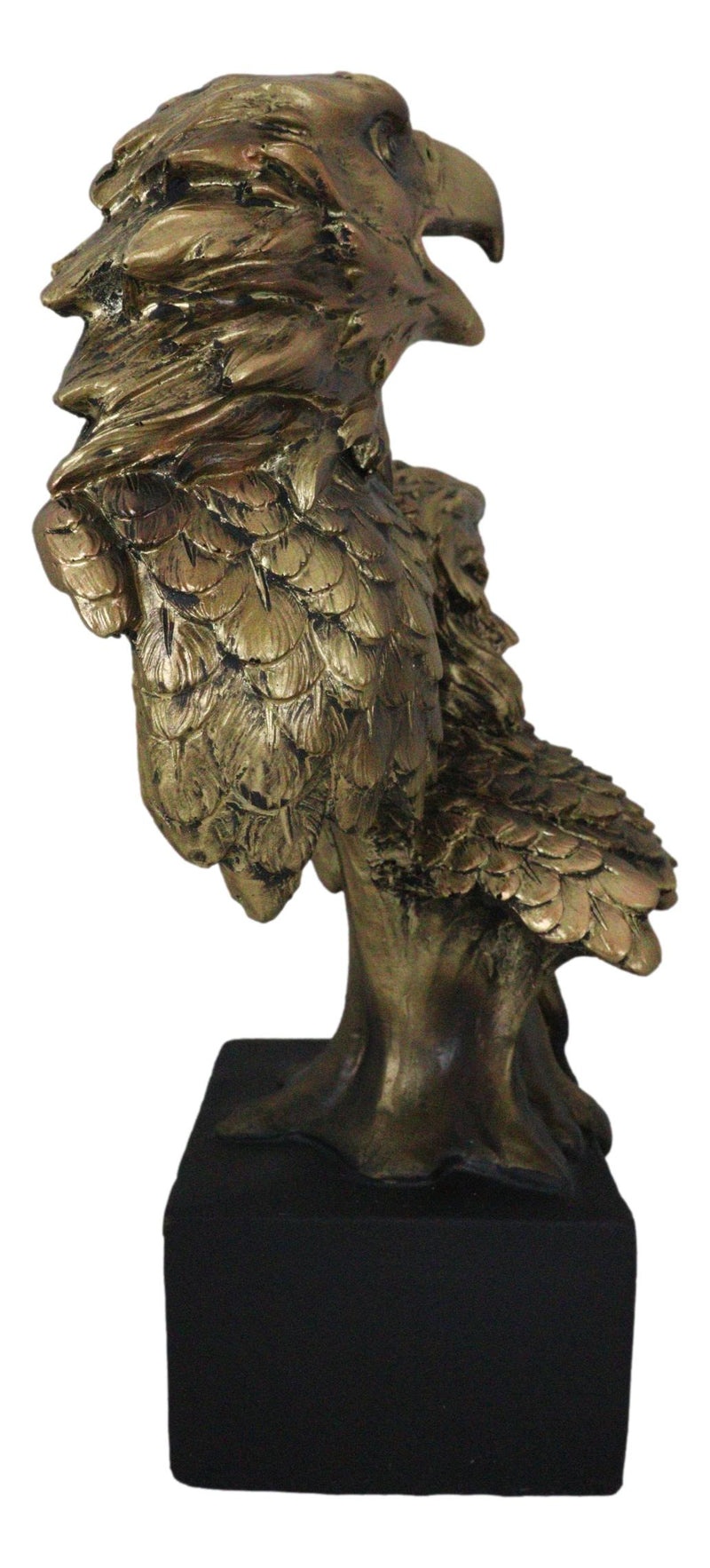 9"H American Bald Eagles Family Busts Figurine With Black Pedestal Eagle Decor