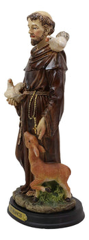 Ebros Gift Holy Catholic Saint Francis of Assisi with Doves and Deer Statue 8.25" H Devoted Monk Patron of Animals & Environment Servant of Christ Altar Sanctuary Figurine Sculpture