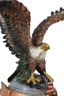 Patriotic Open Wings Bald Eagle On USA Star Spangled Banner Millitary Figurine