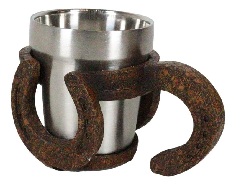 Rustic Western Cowboy Rust Finished Lucky Horseshoes Standard Coffee Mug 8oz