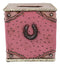 Western Cowgirl Boot with Horseshoe Fabulous Pink Tissue Box Cover Sculpture