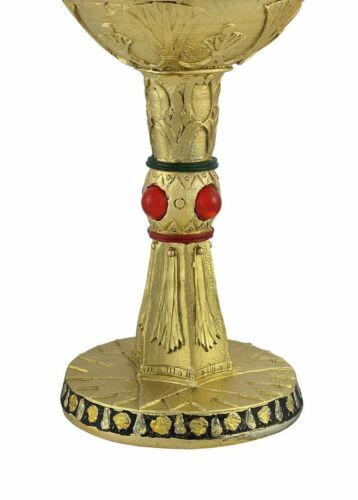 Winged Isis & Pharaoh King Tut Wine Goblets 6 oz. Beverage Chalice Cup Set of 2