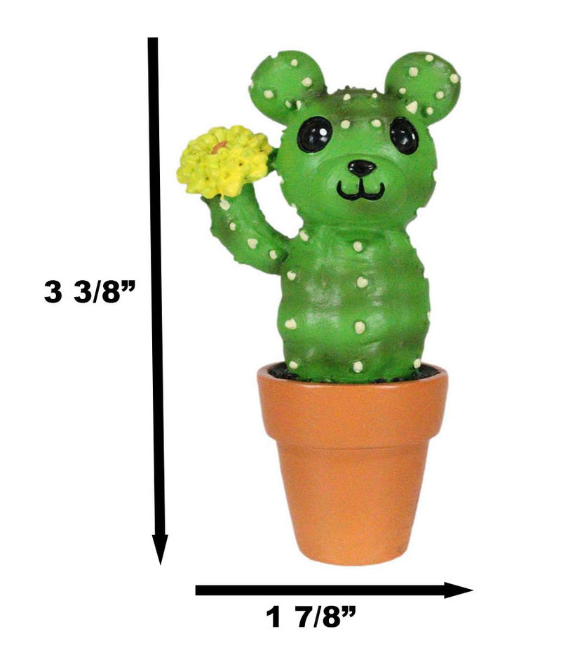 Bristles Cactus Bear In A Pot Figurine Whimsical Fairy Garden Succulent Decor