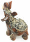 Feng Shui Wood Finished Resin Majestic Asian Elephant With Trunk Up Figurine