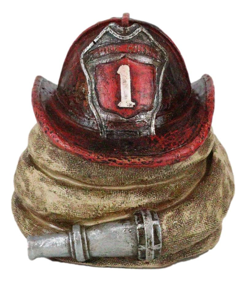 Rustic Fire Fighter Station 1 Fireman Hat And Hose Money Coin Savings Piggy Bank