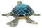 Ebros Nautical Blue Shell Sea Turtle Decorative Resin Statue in Glossy Finish