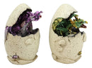 Ebros Metallic Colorful Medieval Fantasy Egg Hatchling Baby Dragon Wyrmling Twins Figurines Set