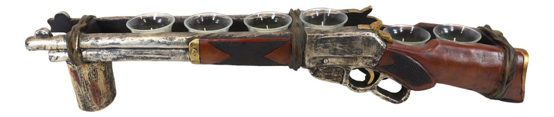 Rustic Western Hunter Rifle Gun 6 Votive Tea Light Glass Inserts Candle Holder