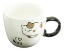 Pack Of 2 Calico Spotted Maneki Neko Cat Mugs 8oz With Saucer And Notched Spoon