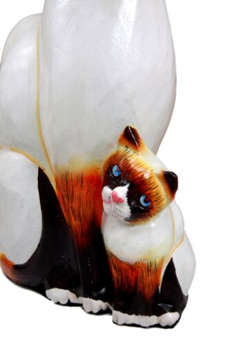 Balinese Wood Handicrafts Adorable Blue Eyed Feline Cat & Kitten Family Figurine