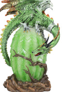 Greenman Vines Armored Dragon Guarding Color LED Lantern Acrylic Egg Figurine