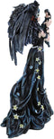 Ebros Gothic Raven Crow Angel in Black Floral Gown Statue 11.5" Tall Nene Thomas