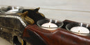 Rustic Western Hunter Rifle Gun 6 Votive Tea Light Glass Inserts Candle Holder