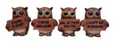 Forest Wisdom Great Horned Owl Holding Signs Figurine Set 3.5"H Four Funny Owls