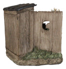 Rustic Deer With Rifle Jumping A Hunter With Newspapers In Outhouse Figurine