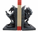 Gothic Excalibur Sword Guardian Dragon Bookend Set of Two Figurine Faux Stone