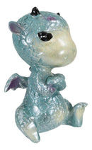 Whimsical Cute Blue Sulky Baby Dragon Wyrmling With Magenta Spots Mini Figurine