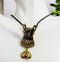 Ebros Ancient Egyptian Pewter Alloy Bastet W/ Scarab Medallion Pendant Necklace