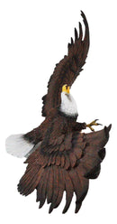 Large 18"L Swooping American Bald Eagle With Open Wings Wall Plaque Sculpture