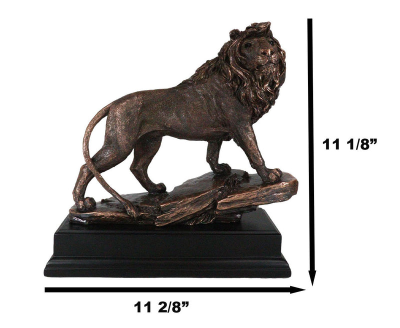 King Of The Jungle African Lion On Pride Rock Bronze Electroplated Figurine