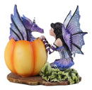 Amy Brown Halloween Hide and Seek Lavender Fairy And Dragon In Pumpkin Figurine