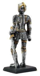 Ebros Medieval French Knight Dollhouse Miniature Figurine 4"H Suit Of Armor Swordsman