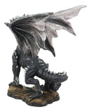 Mythical Fantasy "Silver Volander" Ancient Wise Dragon Statue 8"H Black Dragon