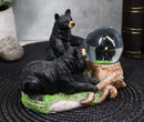 Ebros Rustic Papa Mama Black Bears W/ Cubs Family Small Glitter Water Globe Dome