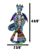 Blue Iridescent Armored Rainbow Wyrmling Dragon With Faux Crystal Prism Figurine