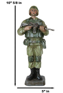 Military Battlefield Marine Army Soldier Standing On Guard With Rifle Figurine