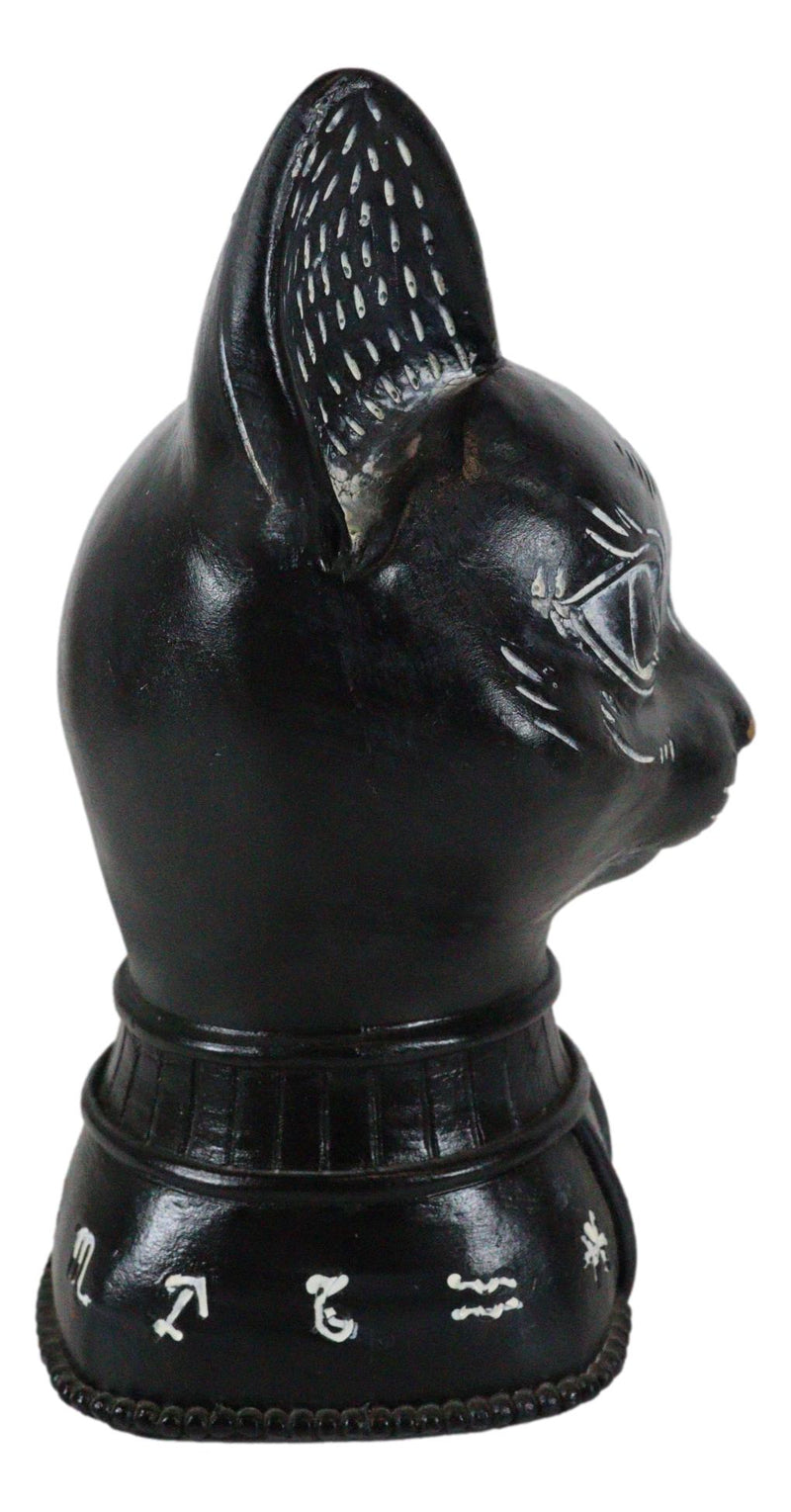 Wicca Black Cat Bust With Pentagram Spiritual Eye And Alchemy Symbols Figurine