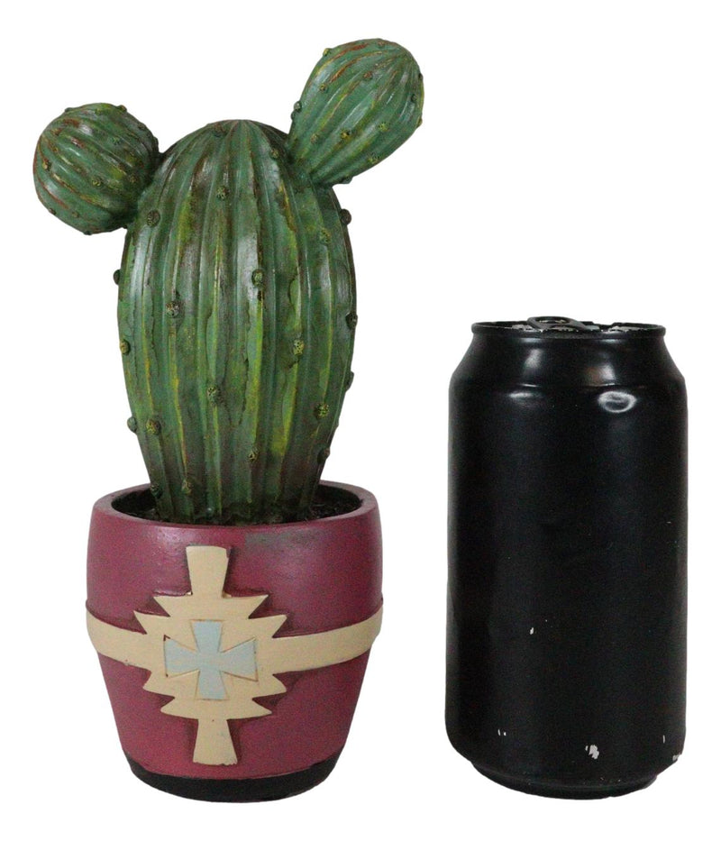 Western Faux Yellow Flowering Cactus Succulent Plant in Navajo Vector Pot Decor