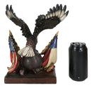 Bald Eagle On Globe With Texas & American Flags Figurine One Nation Under God