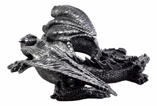 Oversized Slumbering Smaug Dragon Statue 19.5"L Medieval Mythical Fantasy Decor