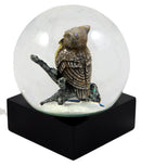 Great Horned Owl Perching On Tree Branch Glitter Water Globe 4.5" Tall