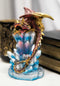 Red And Gold Cosmic Dragon On Blue Crystal Stalactite Rock LED Light Statue