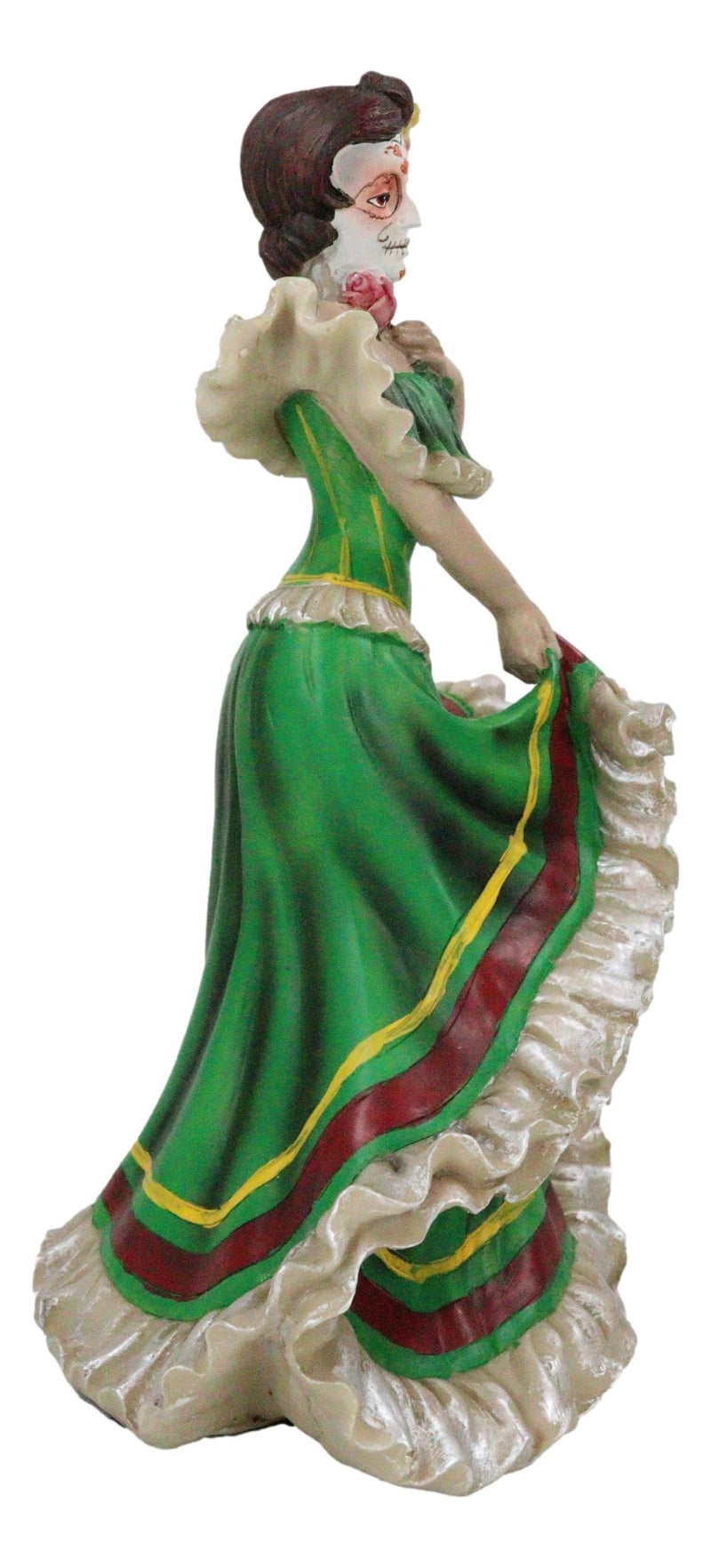 Dias De Muertos Day Of The Dead Traditional Green Gown Dancer Statue Sugar Skull