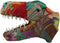 Tyrannosaurus Rex T-Rex Hand Crafted Paper Mache In Sari Fabric Wall Head Decor