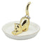 Golden Feline Cat Kitten Ceramic Ring Accessory Jewelry Holder Vanity Display