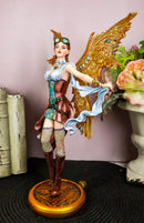 Aviator Assassin Steampunk Fairy Standing On Time Warp Machine Figurine 13"H