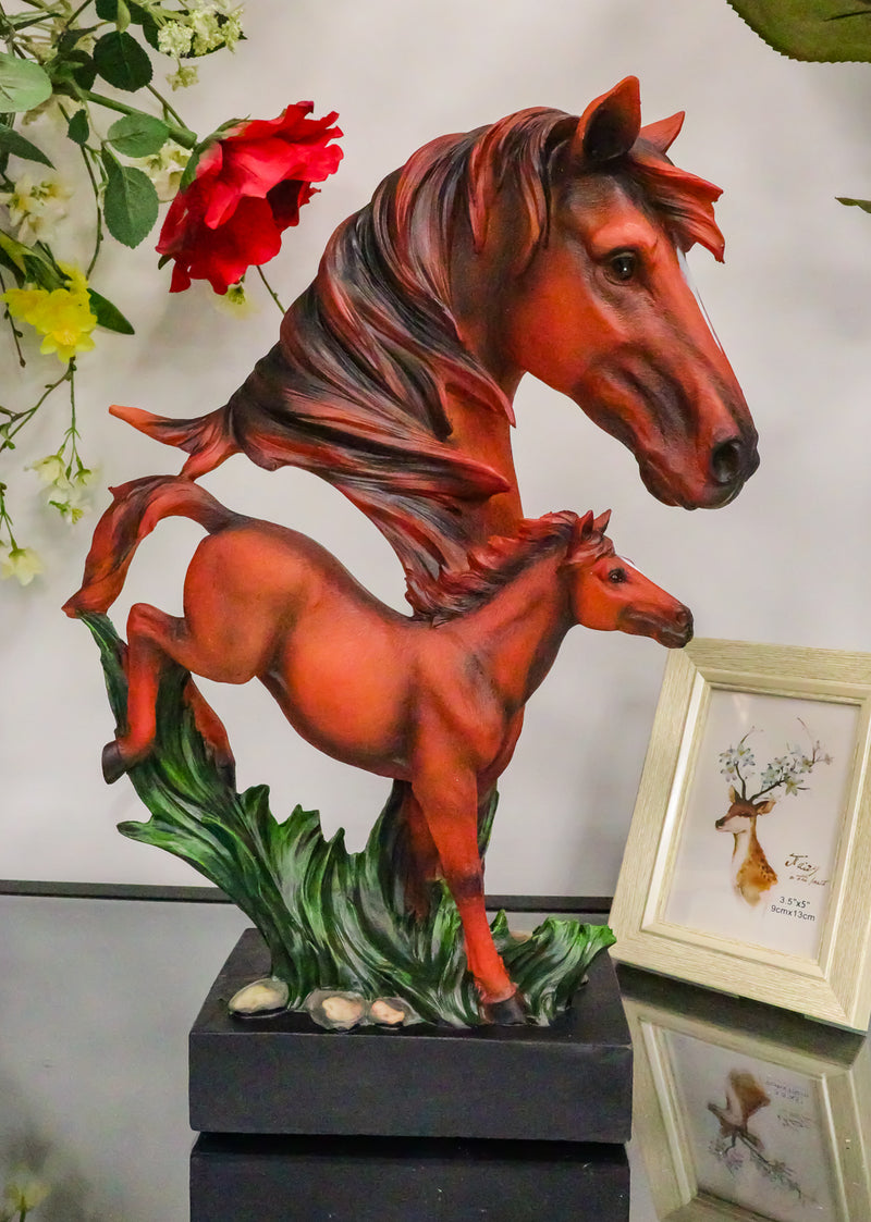 Ebros 15"H Wild And Free Stallion Horse Bust Statue On Museum Pedestal Base