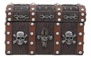 Ebros Gift Haunted Caribbean Pirate Skull with Crossbones Small Treasure Chest Box Jewelry Box Figurine 6 Inches Long Nautical Coastal Ocean Spooky Halloween Macabre Themed Decor