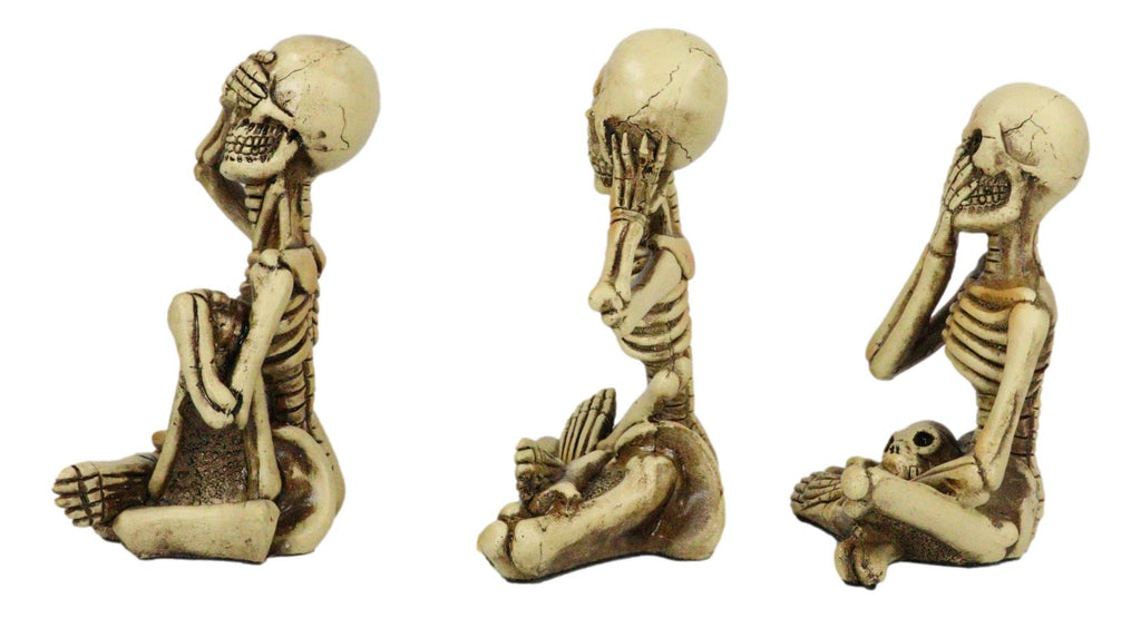 Gothic Necromancy Magic See Hear Speak No Evil Bony Skeleton Figurines ...