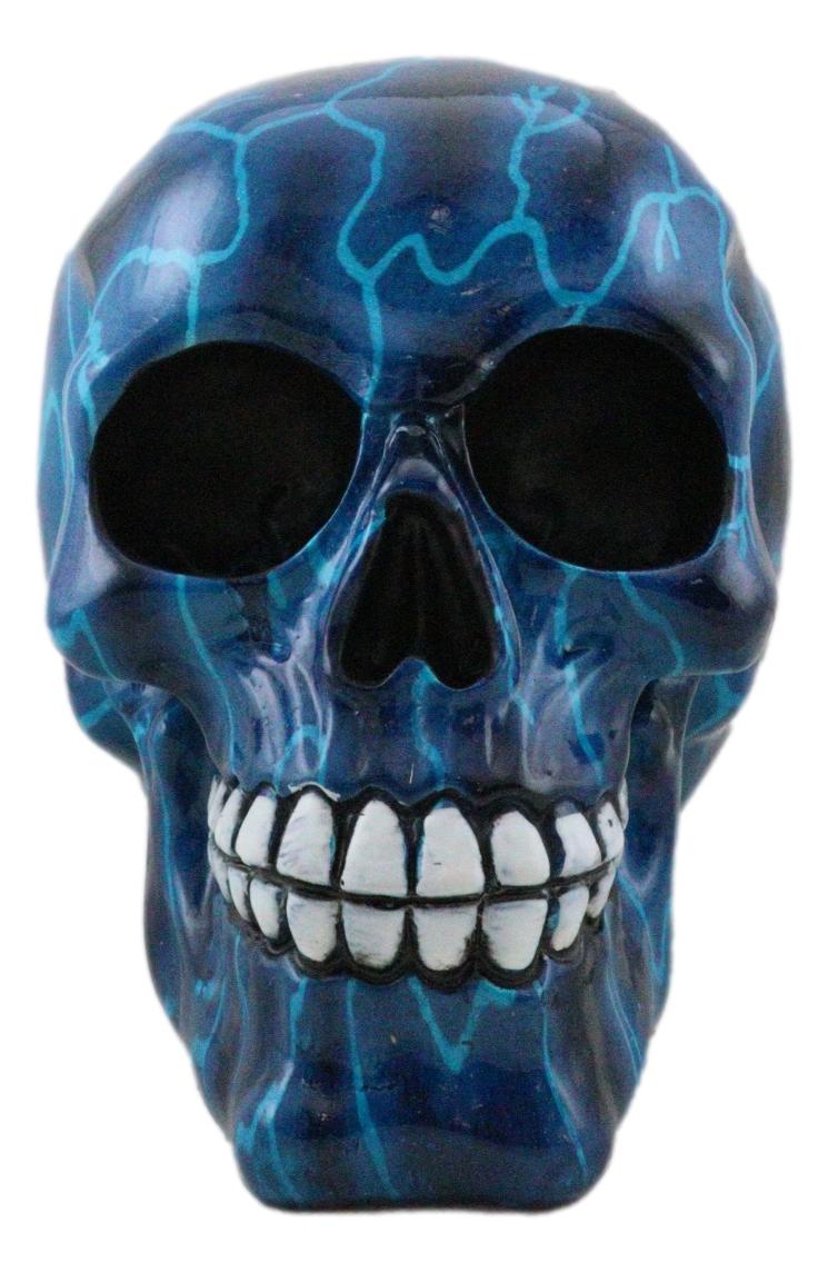 Zeus Lightning Bolt Thunder Storm System Blue Thunderbolt Skull Macabre Figurine