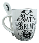 Wicca Occult Magic Bat Brew Spell Cauldron Porcelain Coffee Mug And Spoon Set