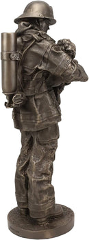 Ebros Gift Fireman Fire Fighter Holding Child Decorative Figurine 12" Tall Resin