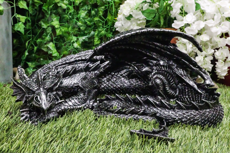 Oversized Slumbering Smaug Dragon Statue 19.5"L Medieval Mythical Fantasy Decor